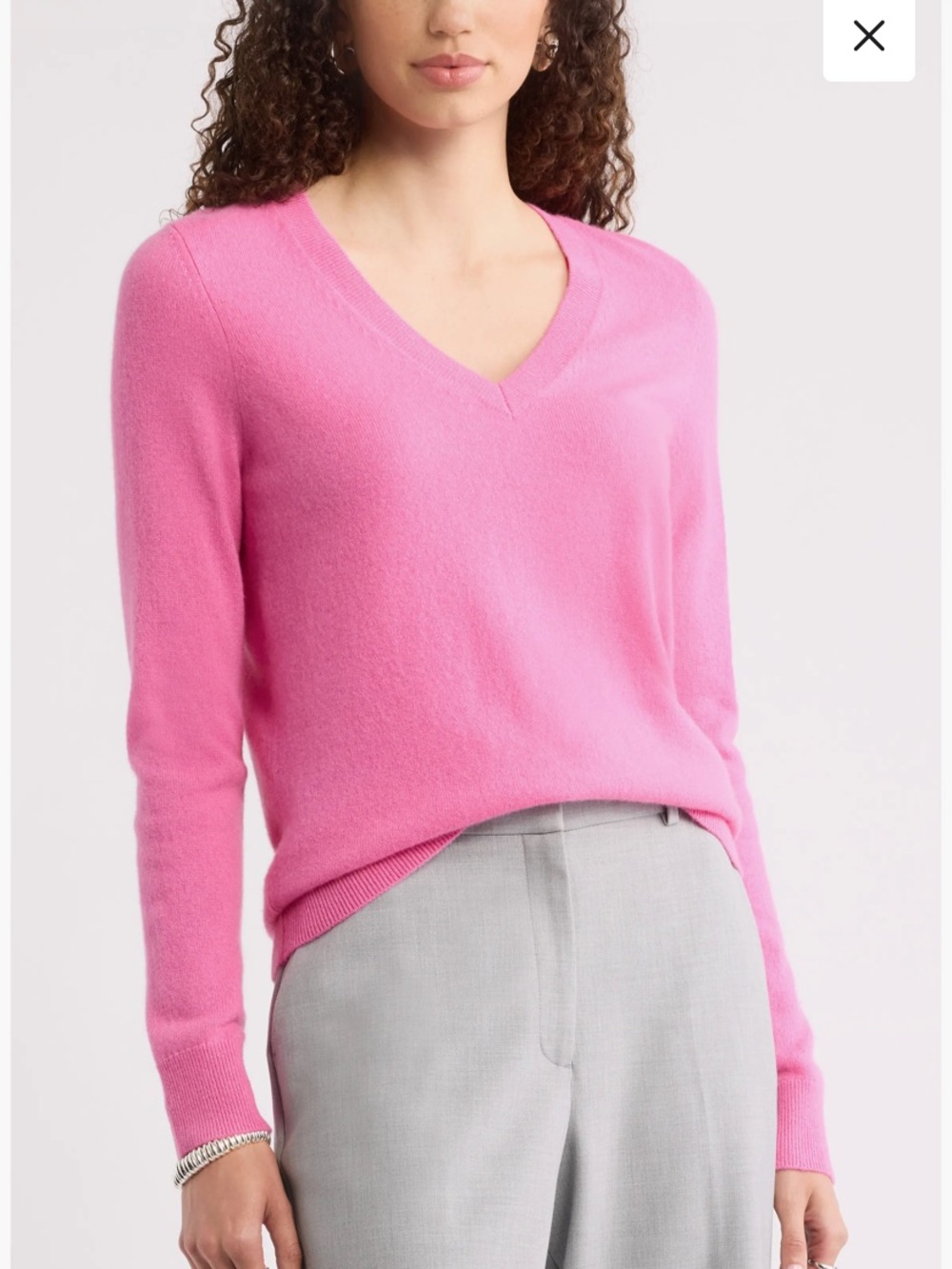 Nordstrom Classic V-Neck Cashmere Sweater - Pink